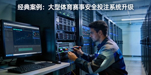 经典案例大型体育赛事安全投注系统升级：技术人员在服务器机房维护平台系统